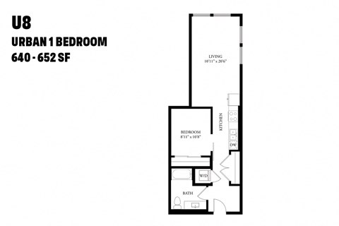 Urban One Bedroom U8 640-652 SF - The Ballard Independent